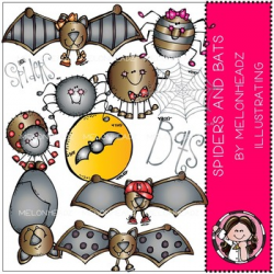 Spiders and bats clip art - Melonheadz clipart
