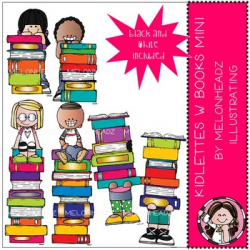 Kidlettes with Books clip art - Mini - by Melonheadz