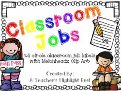 Classroom Jobs - Circle Chalkboards with Melonheadz Clip Art