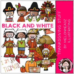 Thanksgiving Stuff clip art - BLACK AND WHITE - by Melonheadz