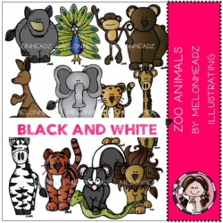 Melonheadz: Zoo Animals clip art - BLACK AND WHITE ...