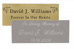 Engraved Memorial Plaques | In Memory Of | Memorial Gallery