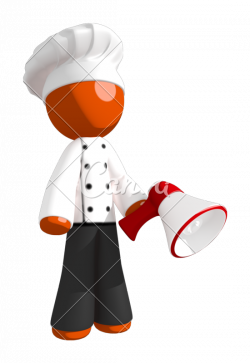 Orange Man Chef Posing with Bullhorn or Megaphone - Photos by Canva