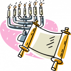 Menorah Lampstand with Scroll - Vector Image