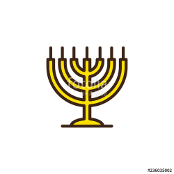 Hanukkah menorah filled outline icon, line vector sign ...