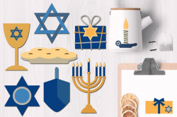 Hanukkah clip art commercial use - Jewish holiday Chanukkah clipart and  digital papers, Dreidel David Star Menorah, digital download