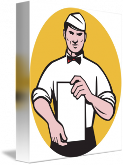 Waiter holding a blank menu paper by Aloysius Patrimonio