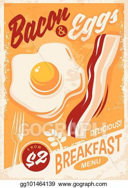 Vector Stock - Bacon and eggs breakfast menu. Clipart ...