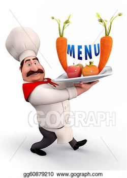 Drawing - Chef with menu card. Clipart Drawing gg60879210 ...