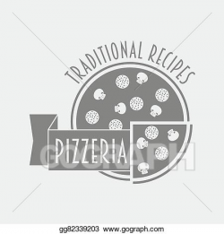 Vector Art - Black and white pizzeria label or logo concept ...