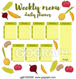 Vector Stock - Weekly menu green daily planner. Clipart ...