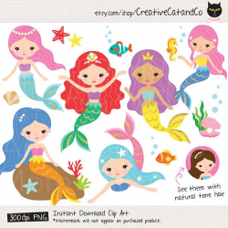 Mermaid Clipart Cute Mermaid Clipart Gold Mermaid Clipart