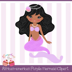 African-american Purple Mermaid Clipart | Stickers | Mermaid ...