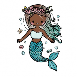African American Mermaid ClipArt, girl digital download ...