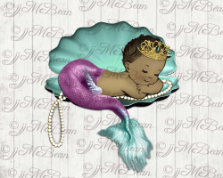 Mermaid Clipart Clamshell Pearls Baby Shower | Mermaid Baby ...