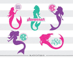 Mermaids monogram SVG file Cutting File Clipart in Svg, Eps, Dxf, Png for  Cricut & Silhouette svg mermaid silhouette split monogram