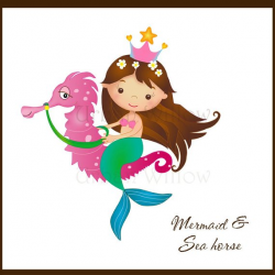 INSTANT DOWNLOAD - Mermaid & Seahorse, digital clip art set ...