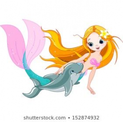 Illustration of cute mermaid swimming with dolphin | #magic ...
