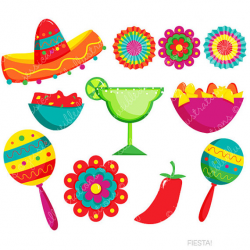 Fiesta Cute Digital Clipart, Spanish Mexican Clipart, Mexican ...