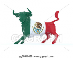 Drawing - Mexican bull with flag. Clipart Drawing gg69316439 ...