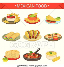 Vector Art - Mexican food signature dishes illustration set ...