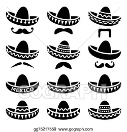 Vector Stock - Mexican sombrero hat with moustache. Stock ...
