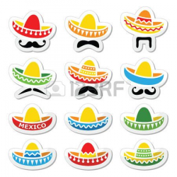 mexican: Mexican Sombrero hat with moustache or mustache ...