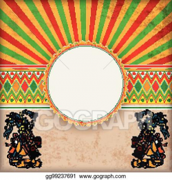 Vector Clipart - Cover retro sun mexican ornaments emblem ...