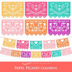 Papel Picado Clipart, Mexican Bunting Banner, Fiesta Bunting ...