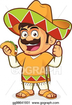 Vector Stock - Mexican man holding a taco. Clipart ...
