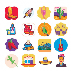 Mexico Digital Clipart Vector Graphics, Mexican Clip Art, tequila, agave,  churro, Mexico, sombrero, infographic, saguaro, churro