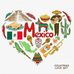 Mexico Heart-shaped Elements, Mexico Element, Mexican Flag ...