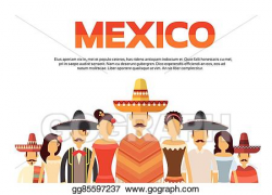 Vector Art - Mexican people group wear traditional clothes ...