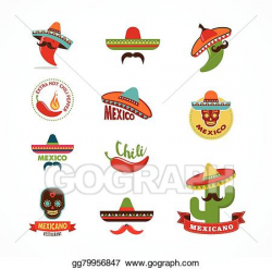 Vector Stock - Mexican food icons, menu elements for ...
