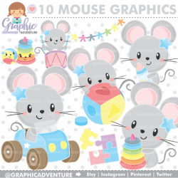 Mouse Clipart, Mouse Graphics, Baby Clipart, COMMERCIAL USE, Mice Clipart,  Mouse Party, Planner Accessories, Baby Shower, Scrapbooking