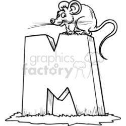 Little mouse sitting on a big M clipart. Royalty-free clipart # 373562