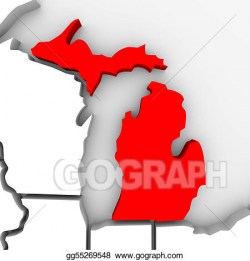 Drawing - Michigan sate map. Clipart Drawing gg55269548 ...
