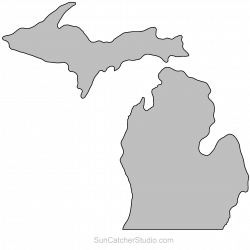 Michigan Map - Printable State Outline, Shape, Stencil, Pattern