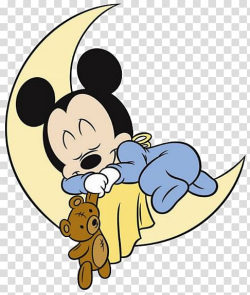Mickey Mouse sleeping on half moon illustration, Mickey ...