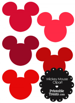 Mickey mouse head clipart in shades of red printable treats ...