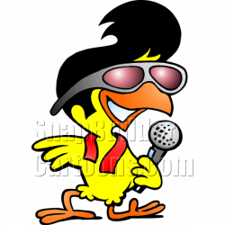 Chicken with Sunglasses Holding Microphone