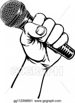 Clip Art Vector - Hand holding microphone. Stock EPS ...