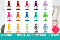 40 Mike Clipart-Microphone Clipart Set