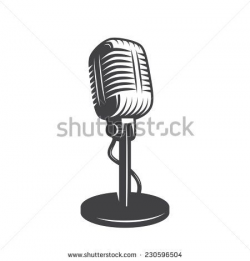 Vector illustration of isolated retro, vintage microphone ...