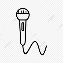 Mic With Wire Line Black Icon, Mic With Wire, Wire, Mic PNG ...