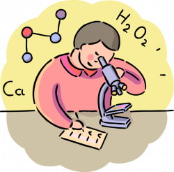 Chemistry Student with Microscope - Vector Image