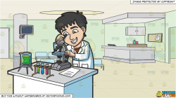 clipart #cartoon A Happy Scientist Looking At An Organism ...