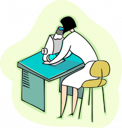 Laboratory Technician with Microscope - Vector Image