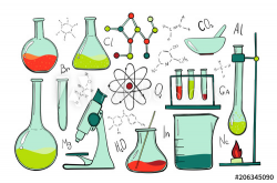 Laboratory equipment color set. Science chemistry ...