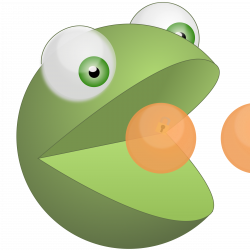 Clipart - Green 3D pacman eating orange balls (rugk's avatar)